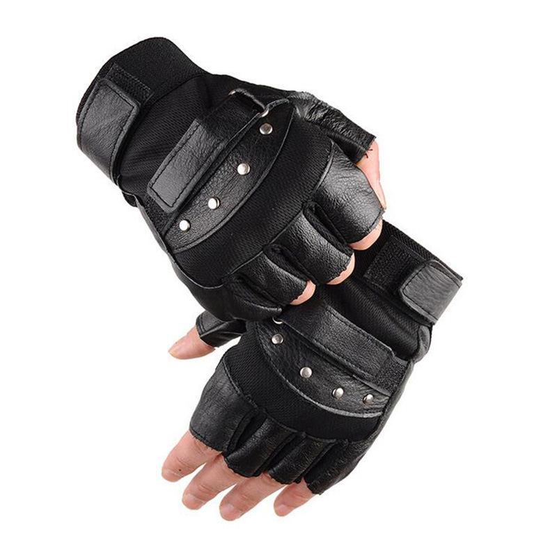 Workout Glove Gym - Erkek yarım parmak deri spor eldiven